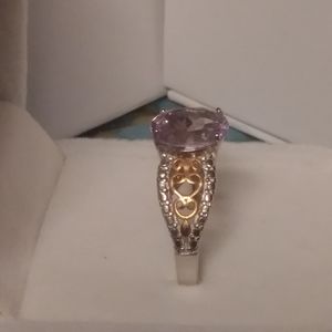 SZ 9 2 tone s925 purple gem ring in box